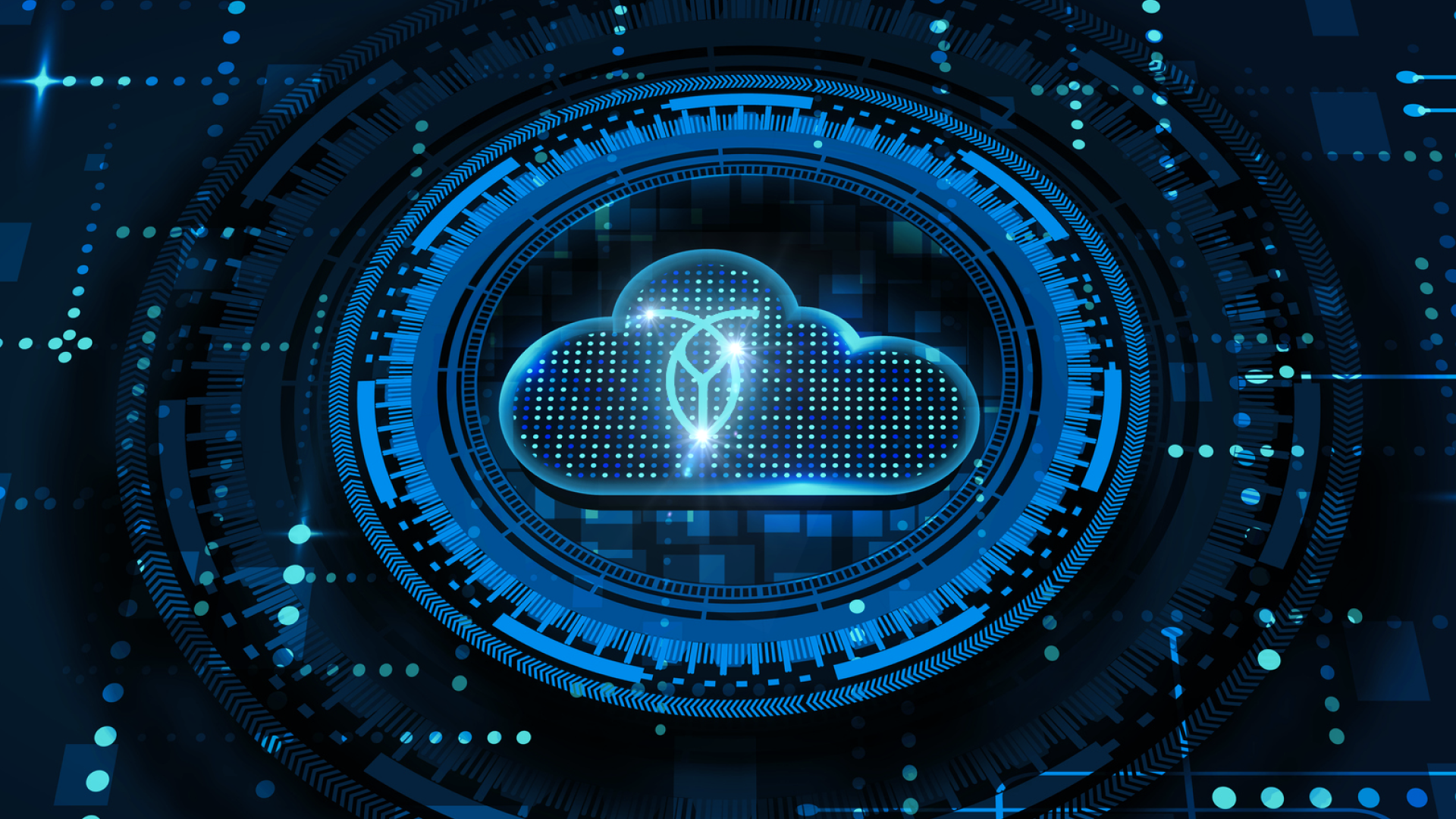 Cloud platform icon with linked nodes in a digital interface, representing managed database deployment within a customer-controlled cloud environment