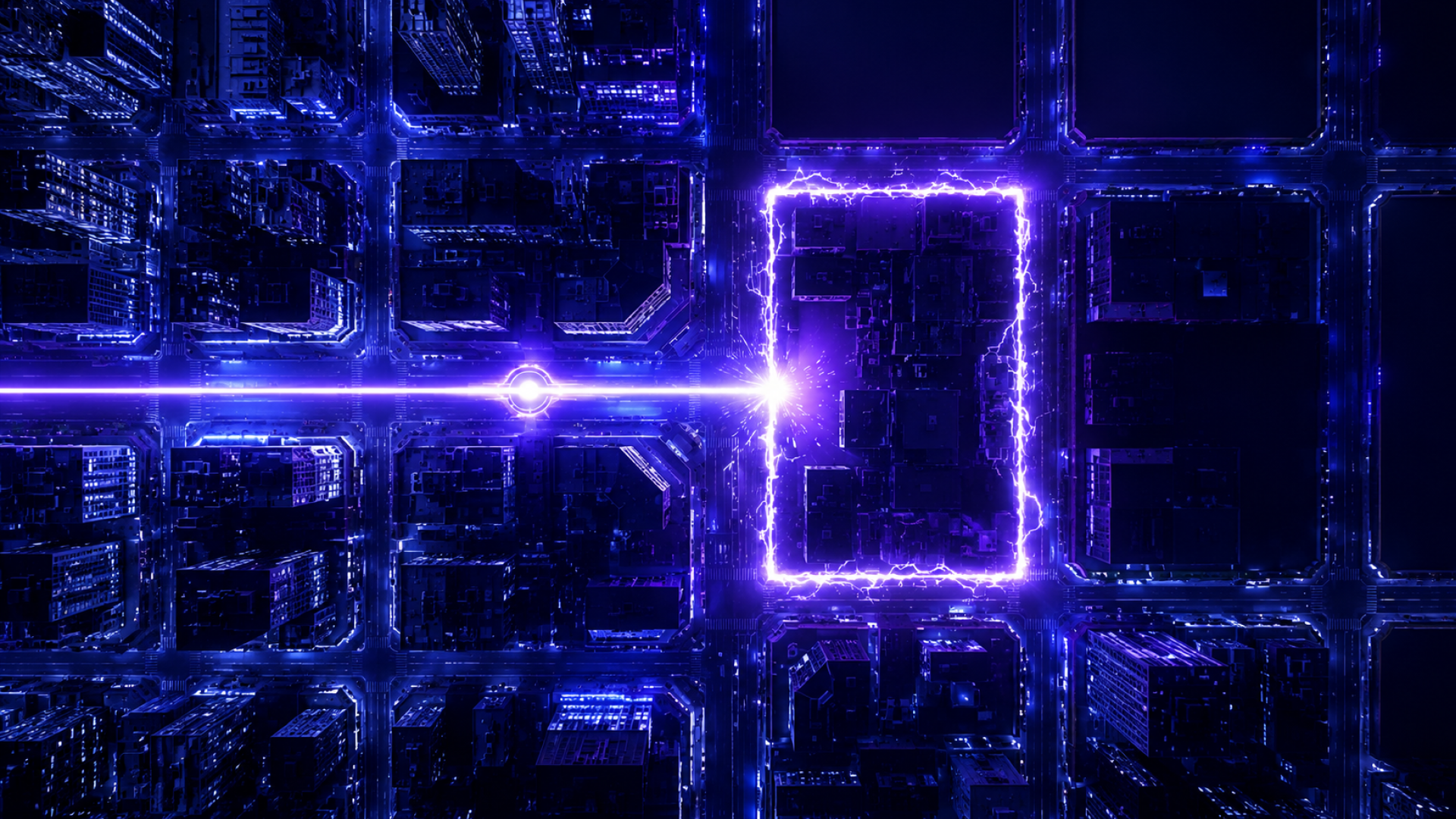 Futuristic grid with a glowing boundary around one section, representing database-enforced data isolation for multi-tenant AI agents.