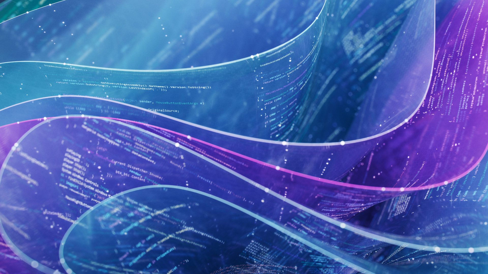Blue and purple swirls with code written on them