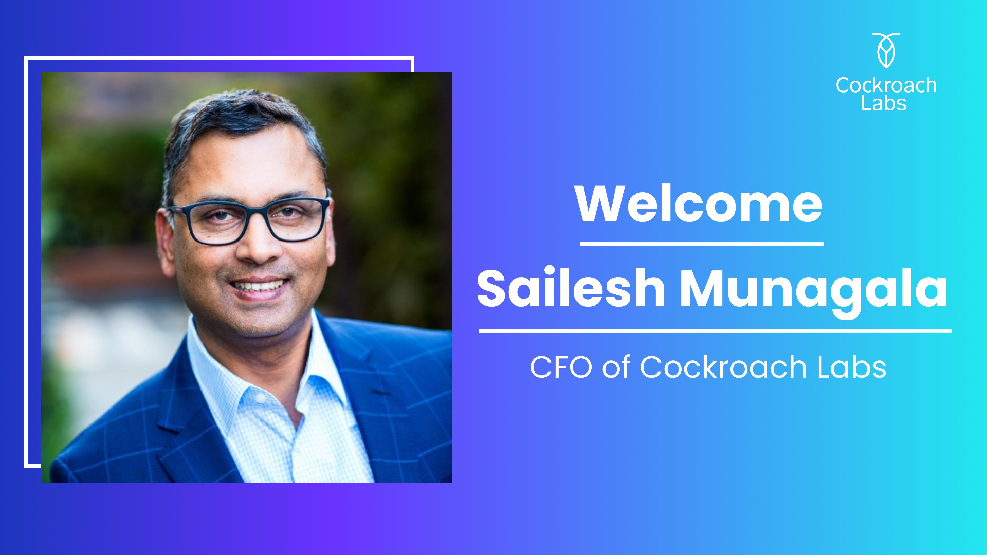 A photo of Cockroach Labs' new Chief Financial Officer (CFO), Sailesh Munagala.
