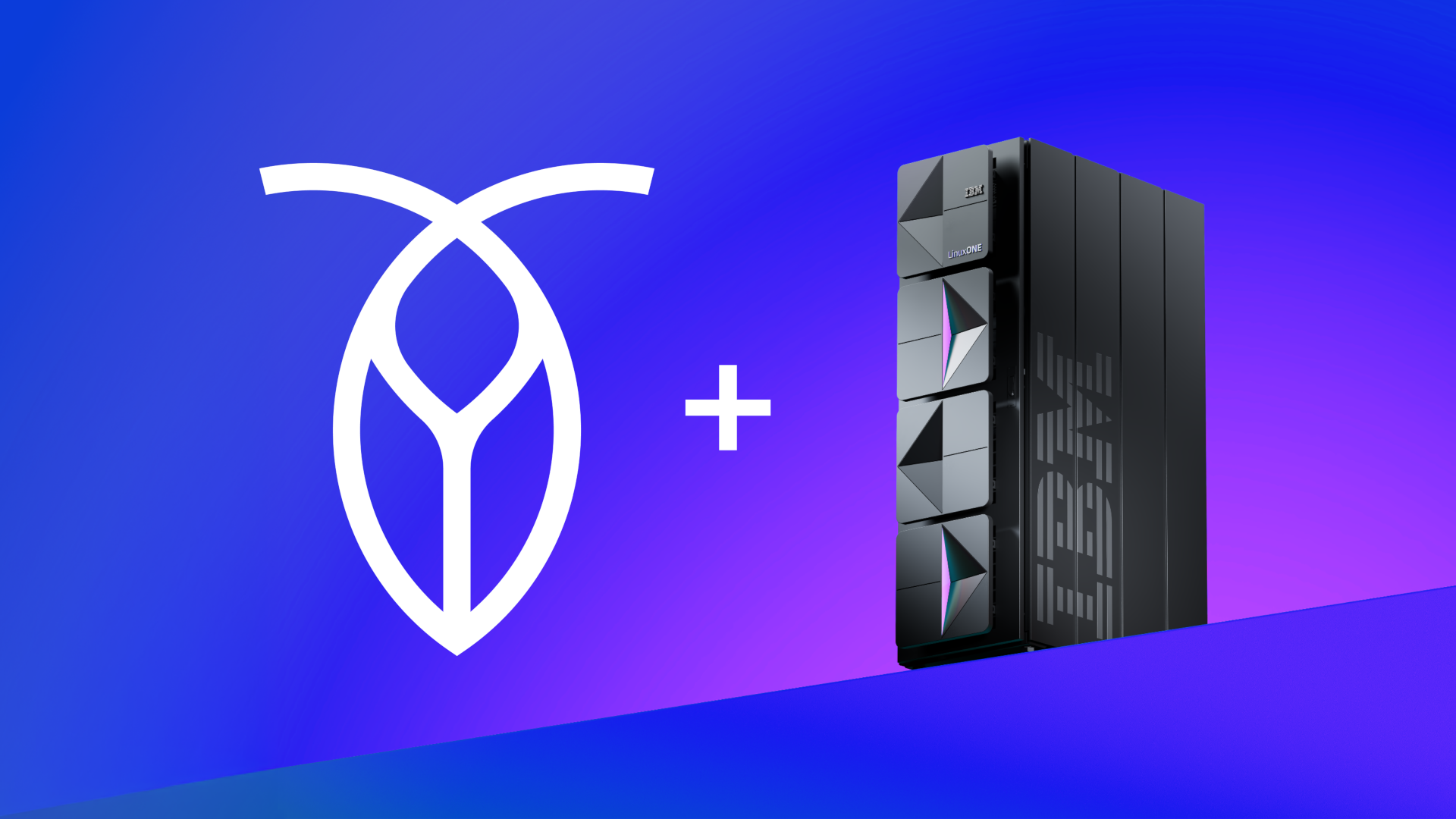 Illustration showing the CockroachDB logo beside an IBM LinuxONE server, symbolizing CockroachDB’s cross-platform portability and performance across IBM, ARM, and x86 architectures.