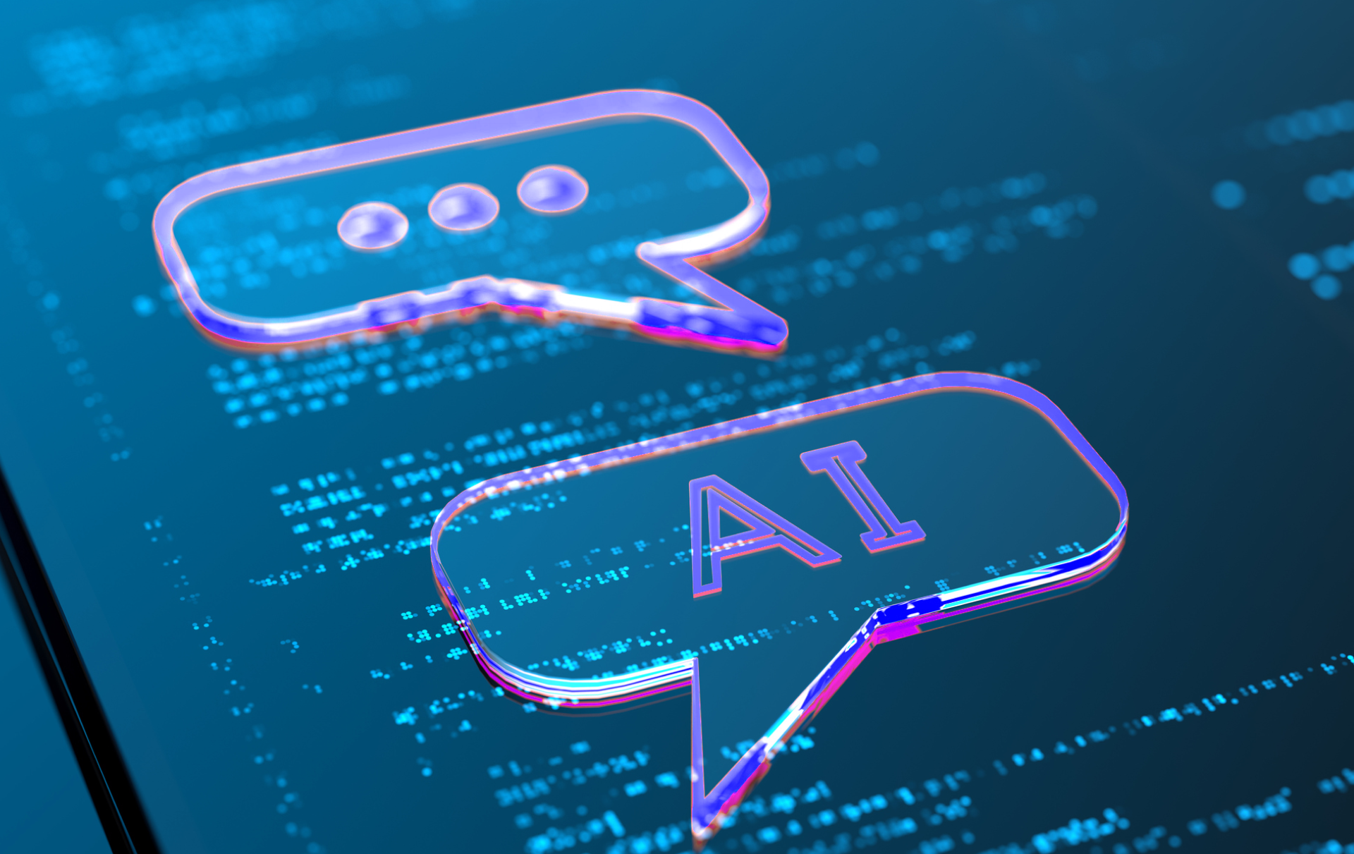 A text editor with a chat bubble that has three dots and a chat bubble with "AI."