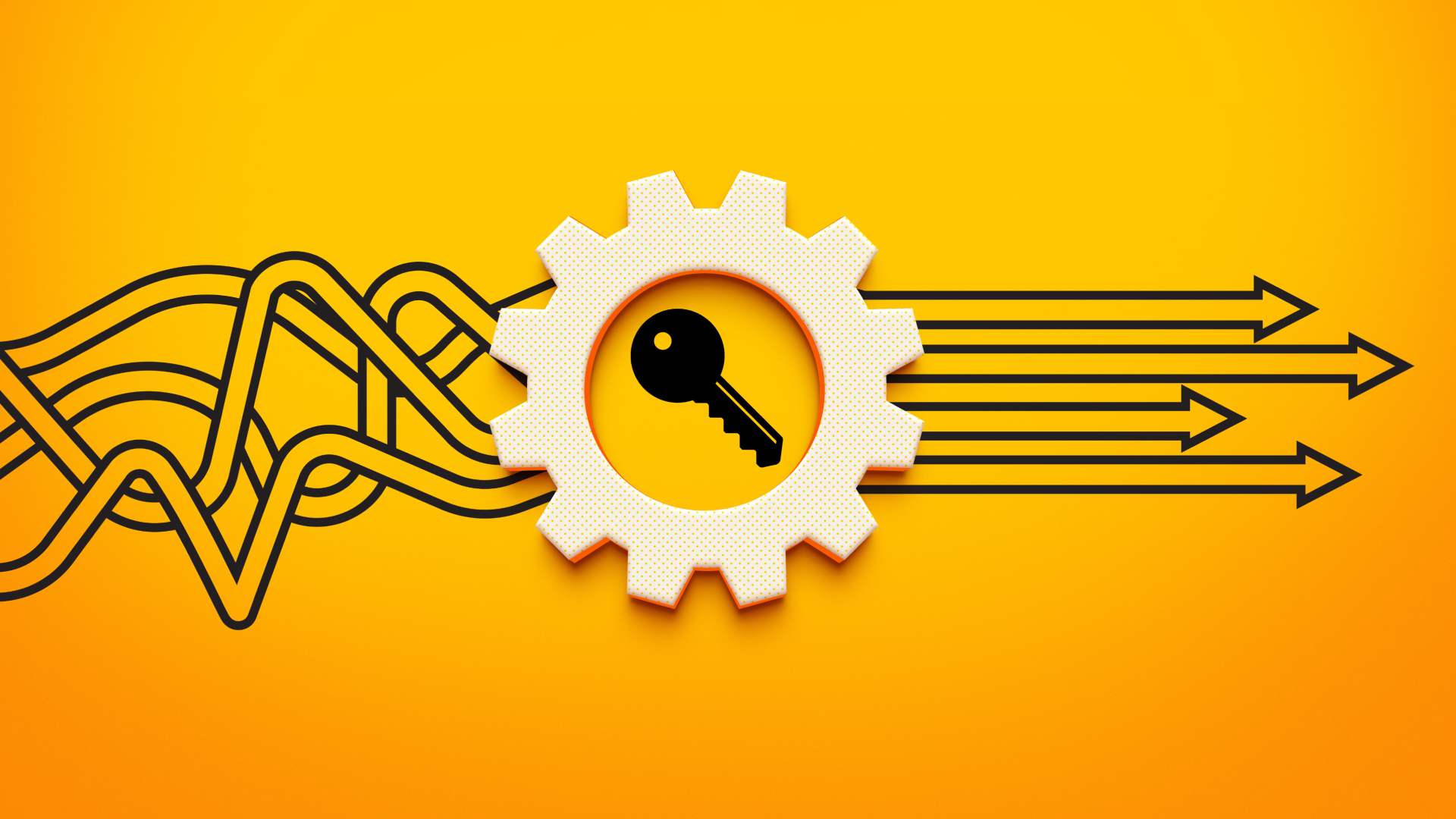 Graphic featuring a gear and directional arrows on a yellow background with the title “Deploying Keycloak on CockroachDB with Phase Two,” representing scalable, secure identity infrastructure for modern SaaS applications.
