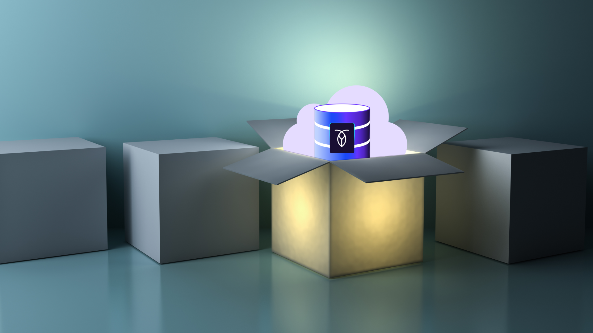 Illustration of a CockroachDB instance emerging from an open box, symbolizing out-of-the-box AI agent access and managed MCP server deployment.