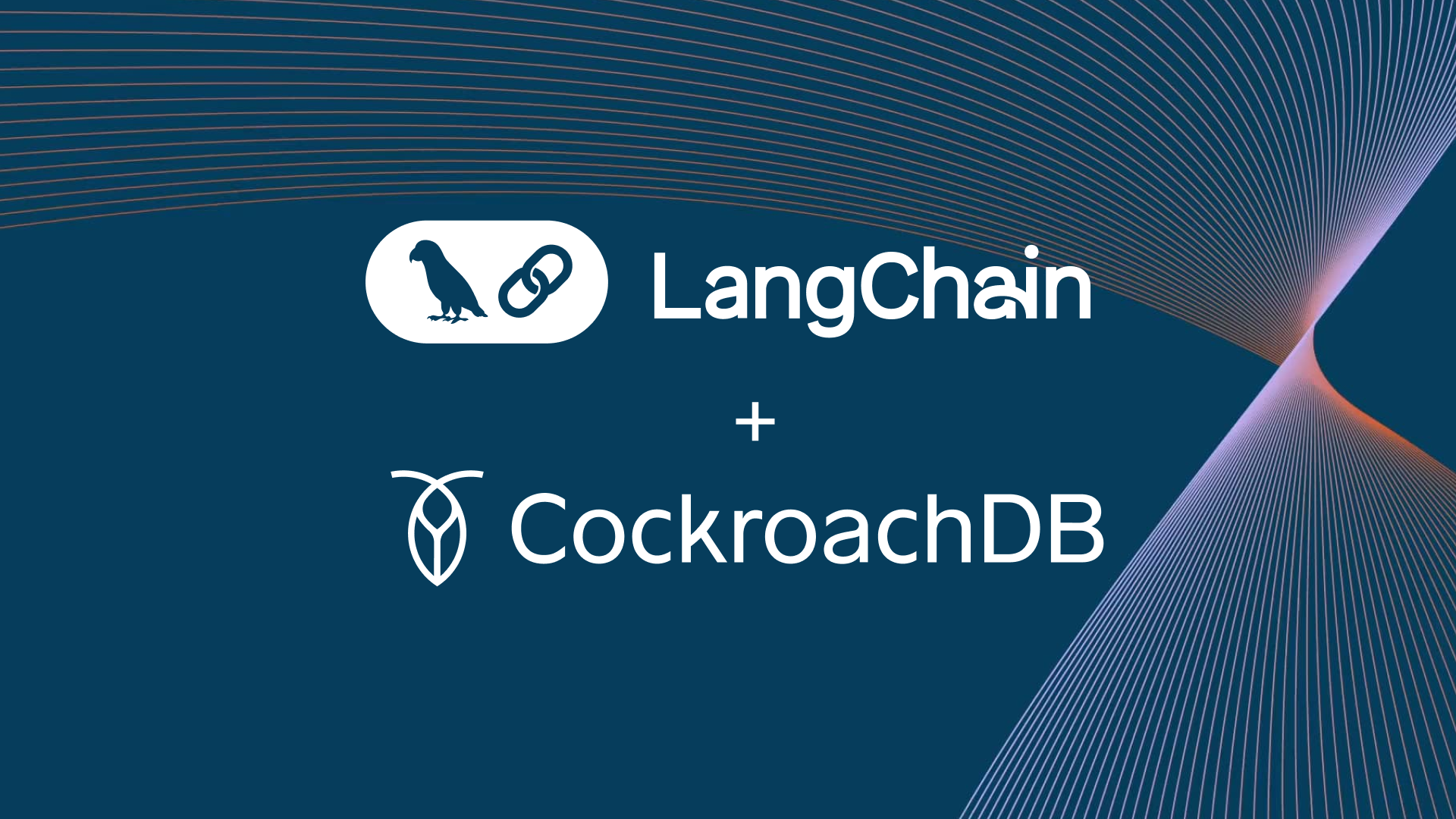 The LangChain logo and the CockroachDB logo against a digital background